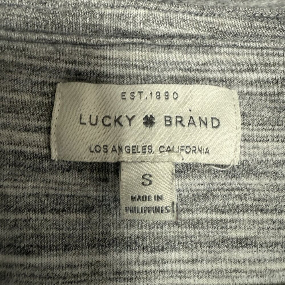 Lucky Brand Fleece Hooded Pullover-Small-Heather Gray-Lace Up-High Low Hem- - Picture 5 of 11